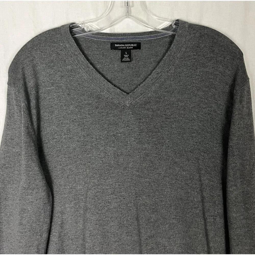 Mens Banana‎ Republic Luxury Blend Silk Knit Lightweight Sweater Gray Size L